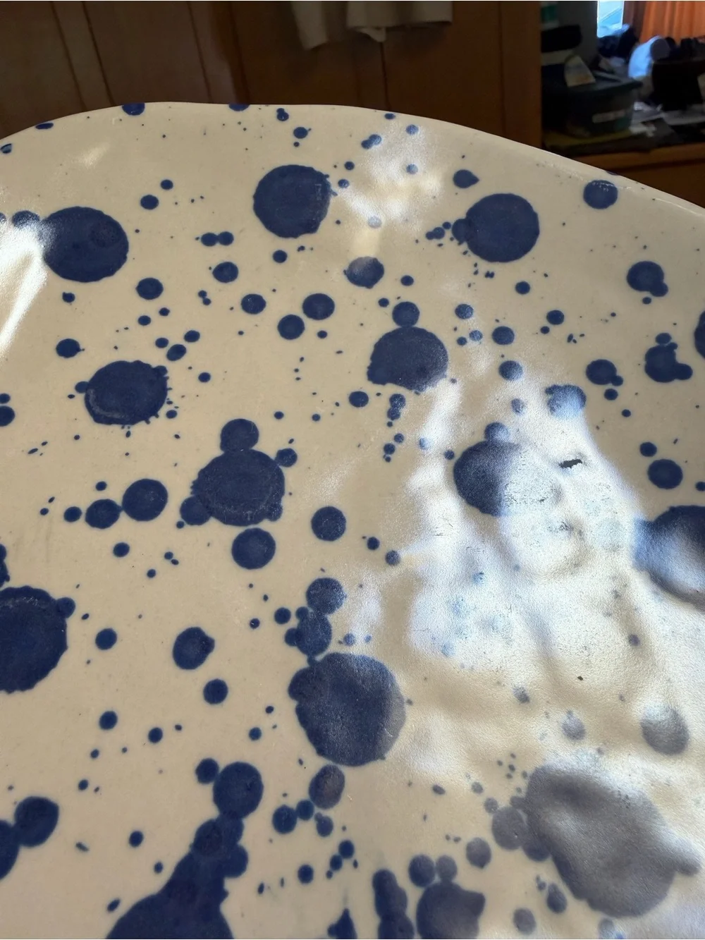 2017 IKEA JASSA Blue Splatter Stoneware Dinner Plates by Piet Hein Eek set of 6.